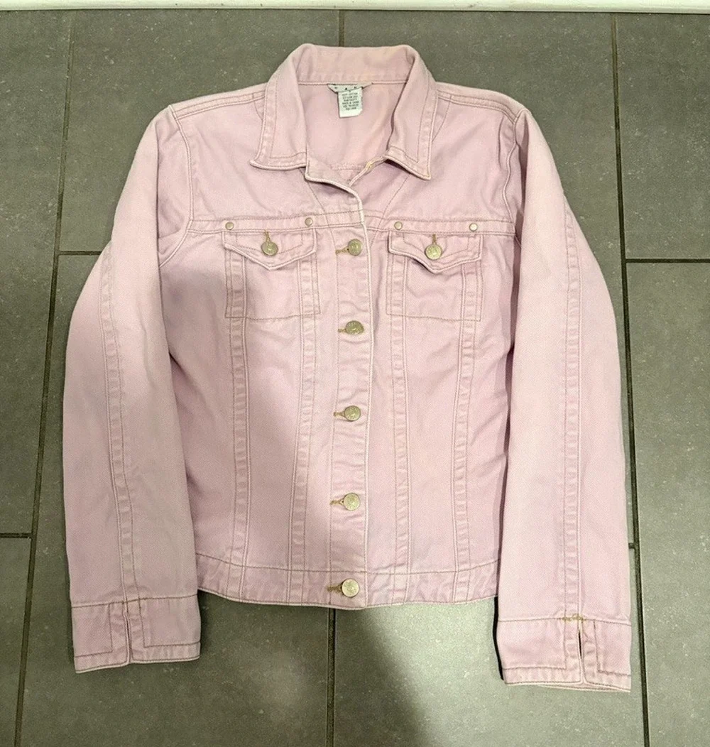 VTG Cabi Pink Denim Trucker Jacket Type III Utility Jean Coat Women’s Size Small